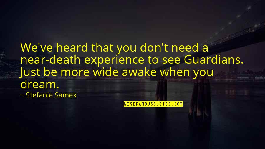 Dream When You Are Awake Quotes By Stefanie Samek: We've heard that you don't need a near-death