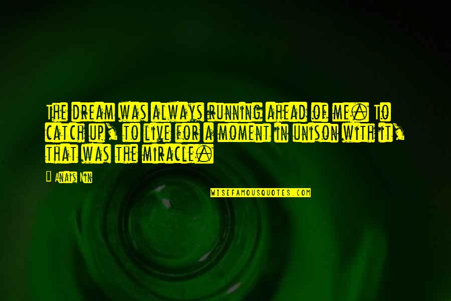 Dream With Me Quotes By Anais Nin: The dream was always running ahead of me.