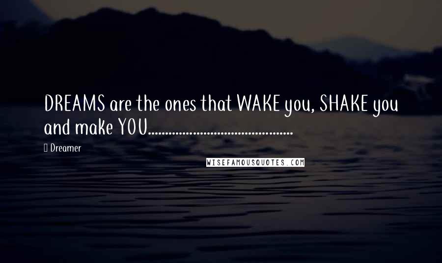 Dreamer quotes: DREAMS are the ones that WAKE you, SHAKE you and make YOU..........................................