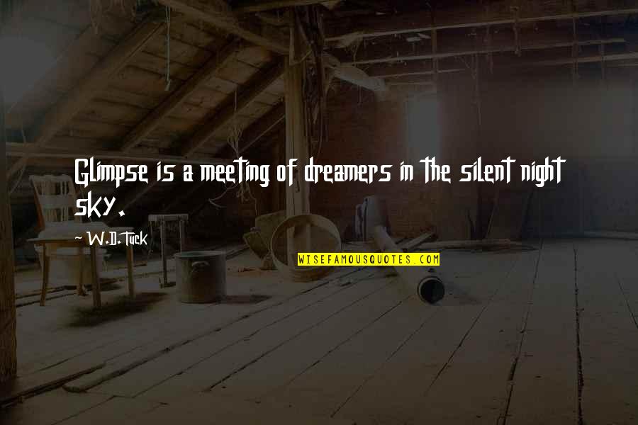 Dreamers And Love Quotes By W.D. Tuck: Glimpse is a meeting of dreamers in the