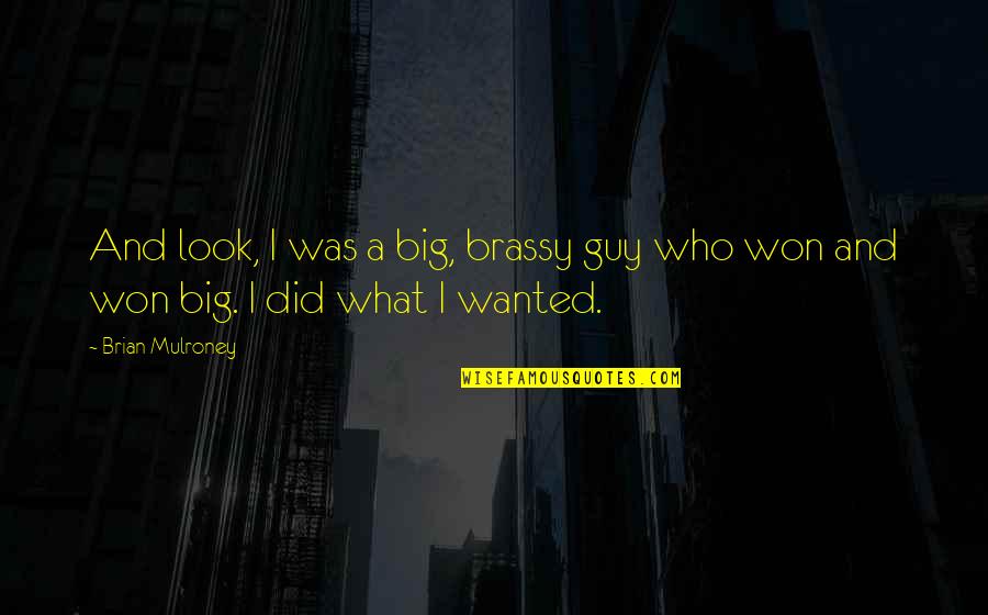 Dreaming About Someone You Like Quotes By Brian Mulroney: And look, I was a big, brassy guy