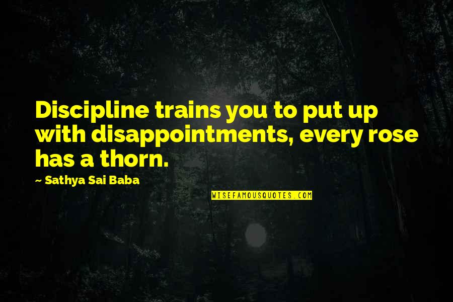 Dreaming And Achieving Quotes By Sathya Sai Baba: Discipline trains you to put up with disappointments,