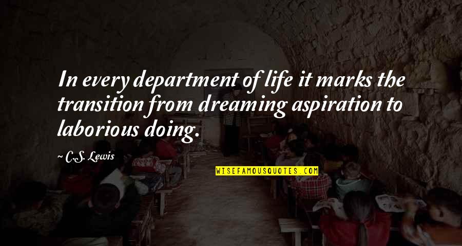 Dreaming And Doing Quotes By C.S. Lewis: In every department of life it marks the