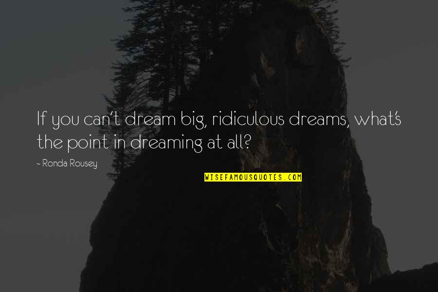 Dreaming Big Dreams Quotes By Ronda Rousey: If you can't dream big, ridiculous dreams, what's