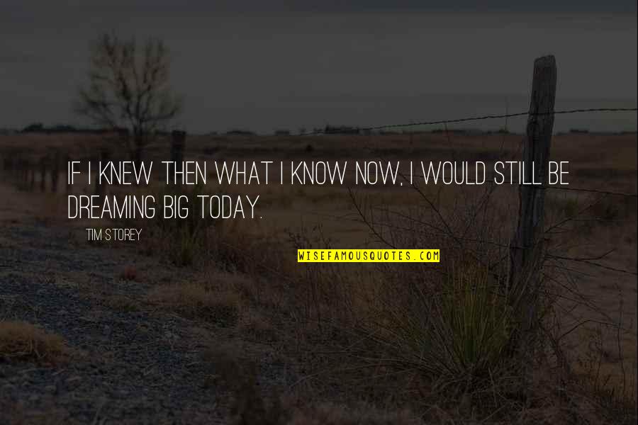 Dreaming Big Quotes By Tim Storey: If I knew then what I know now,