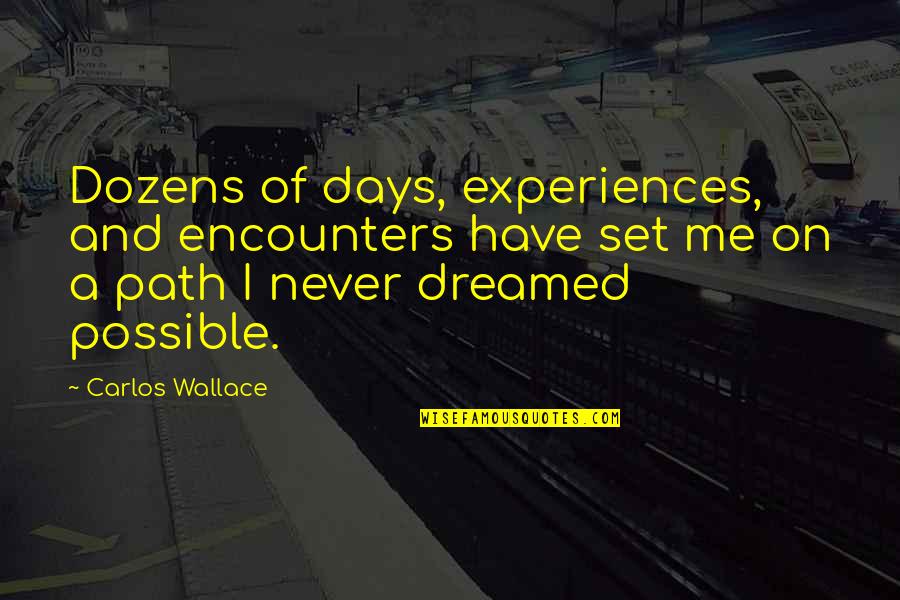 Dreaming Quotes And Quotes By Carlos Wallace: Dozens of days, experiences, and encounters have set