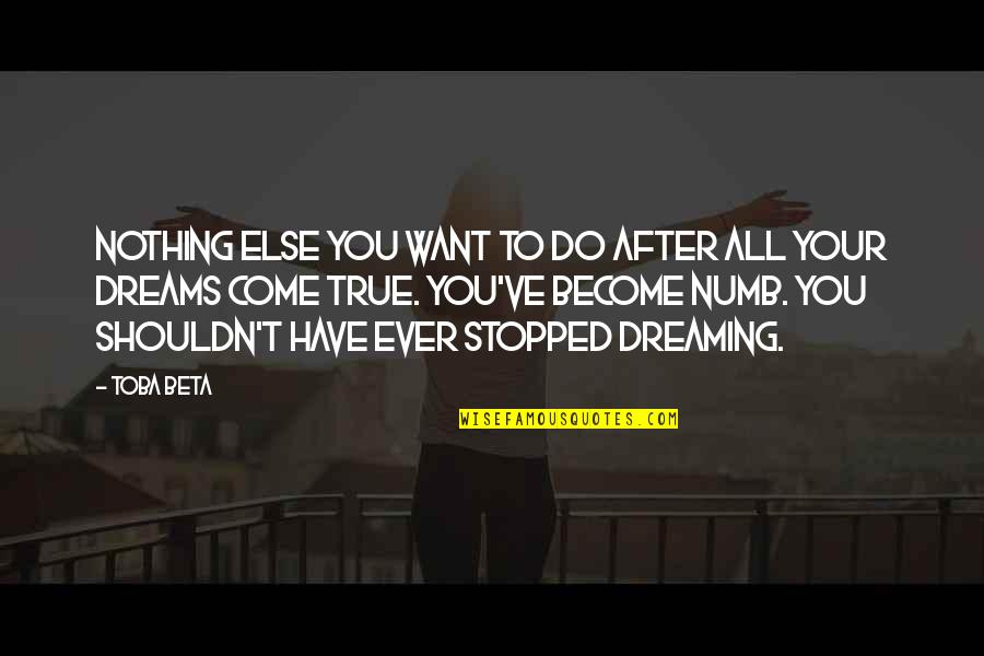 Dreaming Your Dream Quotes By Toba Beta: Nothing else you want to do after all