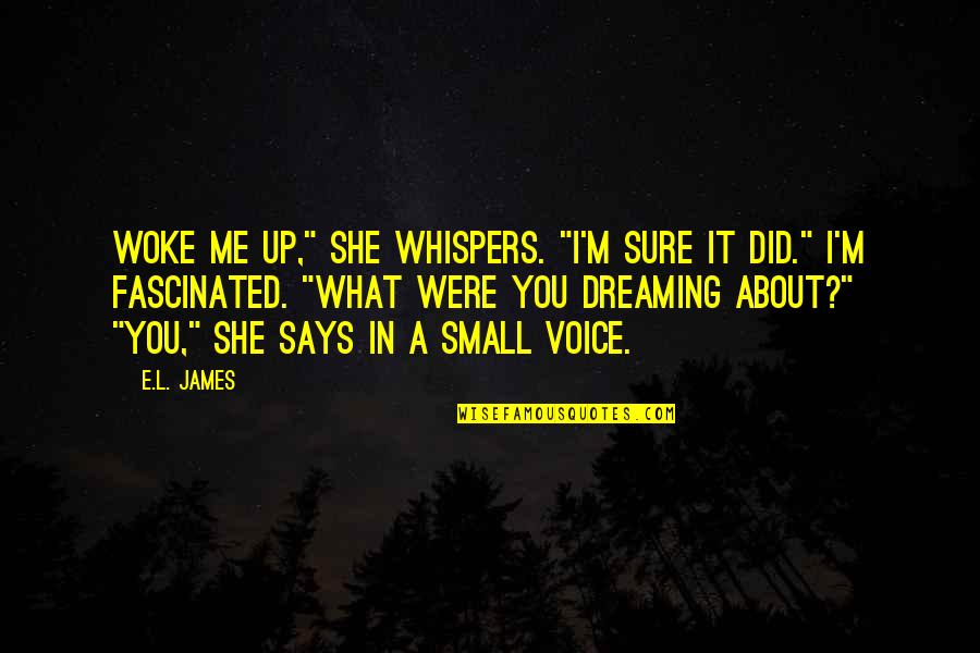 Dreaming's Quotes By E.L. James: Woke me up," she whispers. "I'm sure it