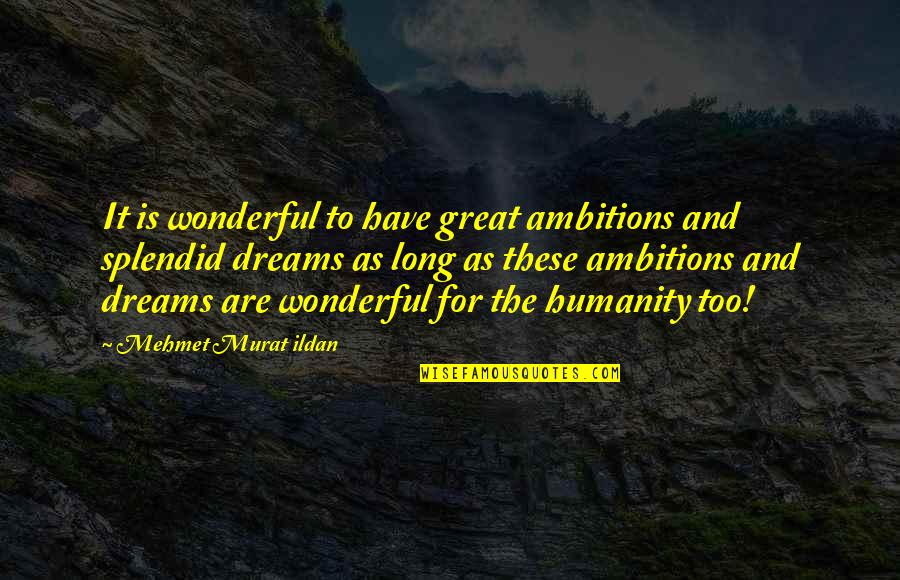 Dreams And Ambitions Quotes By Mehmet Murat Ildan: It is wonderful to have great ambitions and