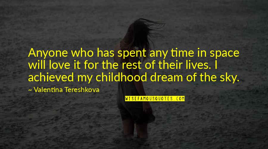 Dreams And Childhood Quotes By Valentina Tereshkova: Anyone who has spent any time in space