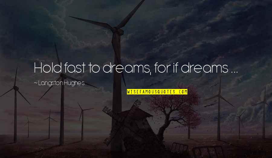 Dreams And Flying Quotes By Langston Hughes: Hold fast to dreams, for if dreams ...