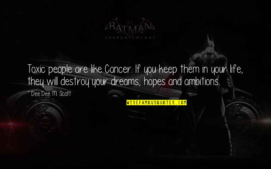 Dreams And Hopes Quotes By Dee Dee M. Scott: Toxic people are like Cancer. If you keep