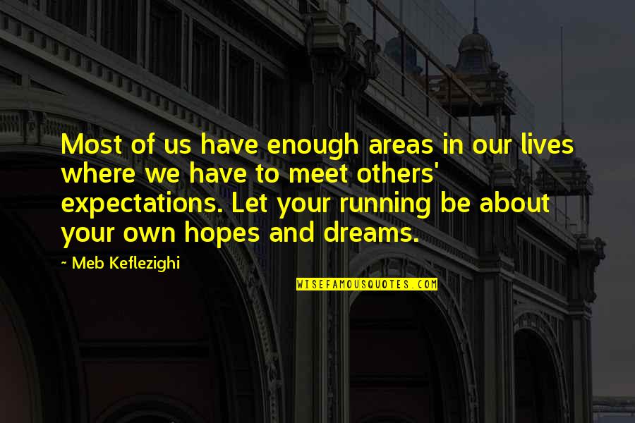 Dreams And Hopes Quotes By Meb Keflezighi: Most of us have enough areas in our Dreams And Hopes Quotes By Meb Keflezighi: Most of us have enough areas in our