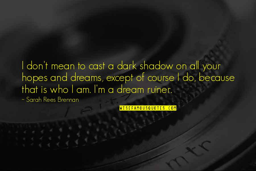 Dreams And Hopes Quotes By Sarah Rees Brennan: I don't mean to cast a dark shadow