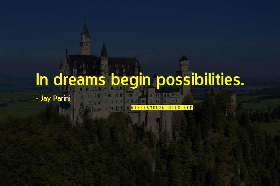 Dreams And Possibilities Quotes By Jay Parini: In dreams begin possibilities.