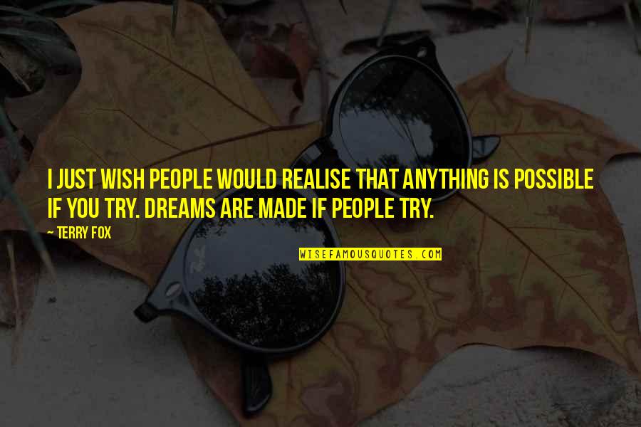 Dreams Are Just Dreams Quotes By Terry Fox: I just wish people would realise that anything