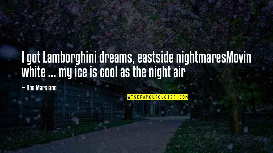 Dreams At Night Quotes By Roc Marciano: I got Lamborghini dreams, eastside nightmaresMovin white ...