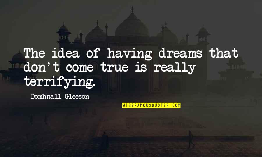 Dreams Don't Come True Quotes By Domhnall Gleeson: The idea of having dreams that don't come