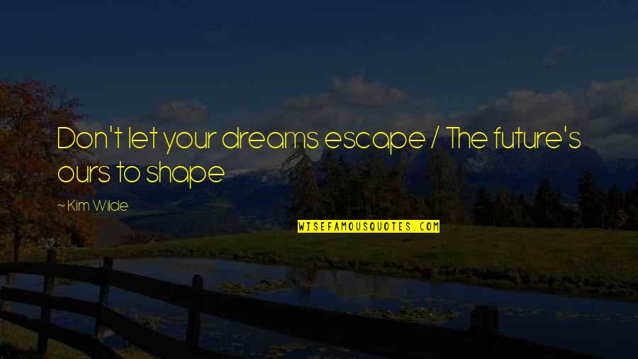 Dreams For The Future Quotes By Kim Wilde: Don't let your dreams escape / The future's