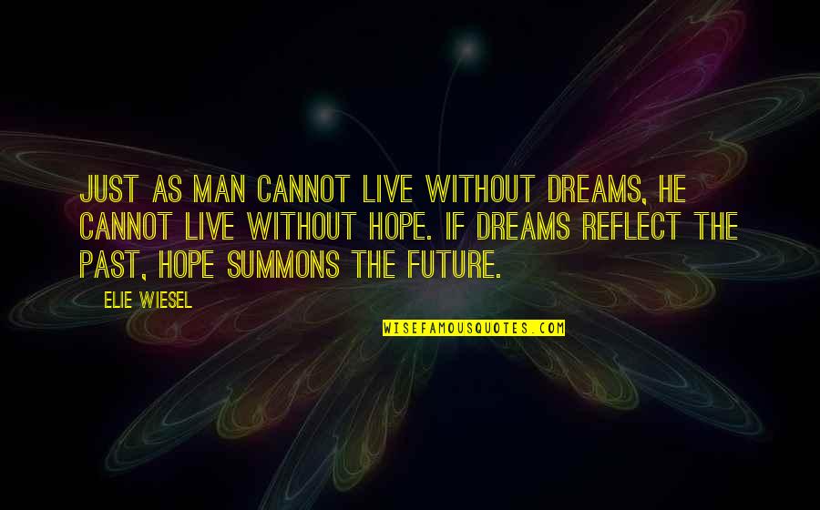 Dreams Hope Quotes By Elie Wiesel: Just as man cannot live without dreams, he Dreams Hope Quotes By Elie Wiesel: Just as man cannot live without dreams, he