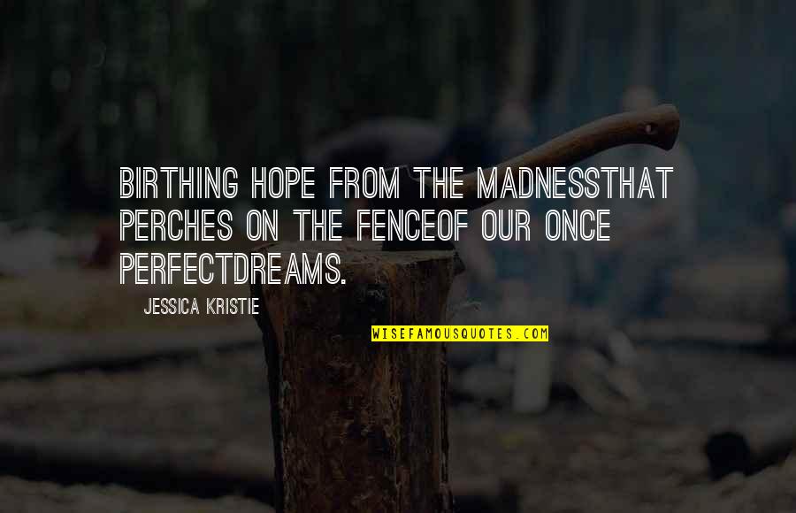 Dreams Hope Quotes By Jessica Kristie: Birthing hope from the madnessthat perches on the
