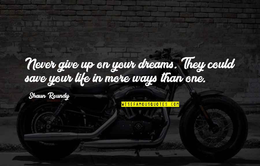 Dreams In Your Life Quotes By Shaun Roundy: Never give up on your dreams. They could