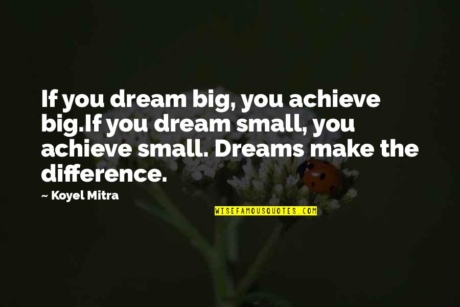 Dreams Inspirational Quotes By Koyel Mitra: If you dream big, you achieve big.If you