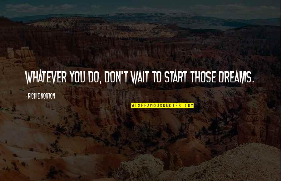 Dreams Inspirational Quotes By Richie Norton: Whatever you do, don't wait to start those