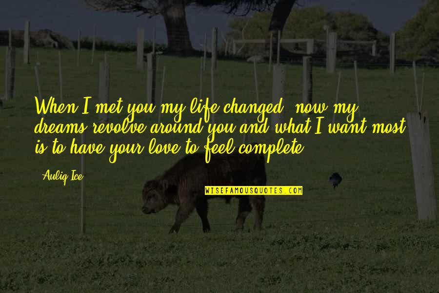 Dreams Life And Love Quotes By Auliq Ice: When I met you my life changed, now