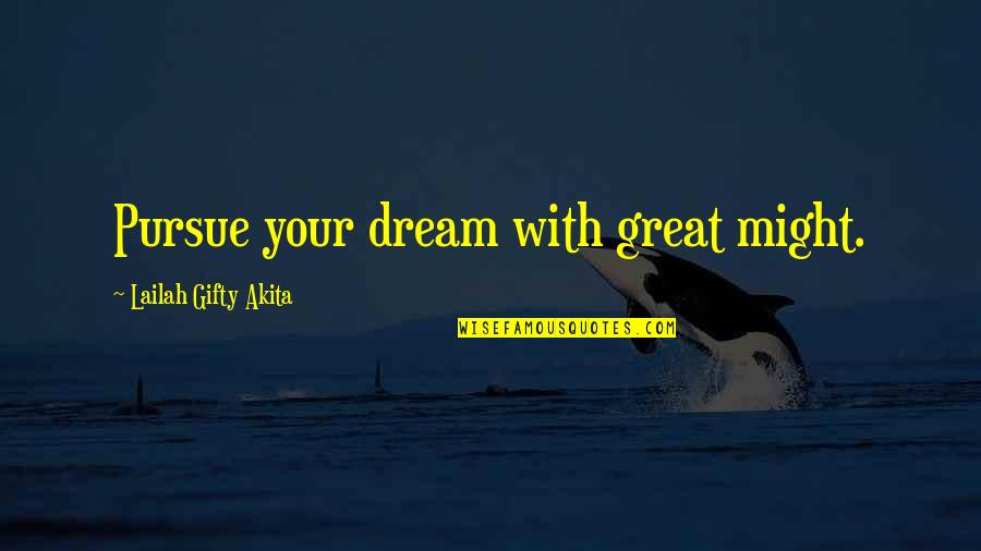 Dreams Pursue Quotes By Lailah Gifty Akita: Pursue your dream with great might.