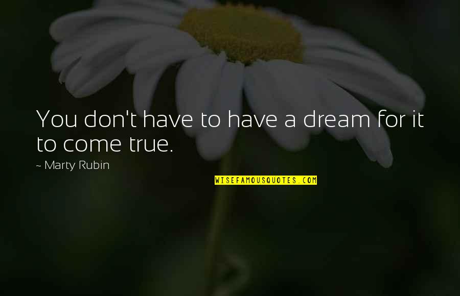 Dreams Reality Quotes By Marty Rubin: You don't have to have a dream for