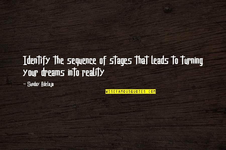 Dreams Reality Quotes By Sunday Adelaja: Identify the sequence of stages that leads to