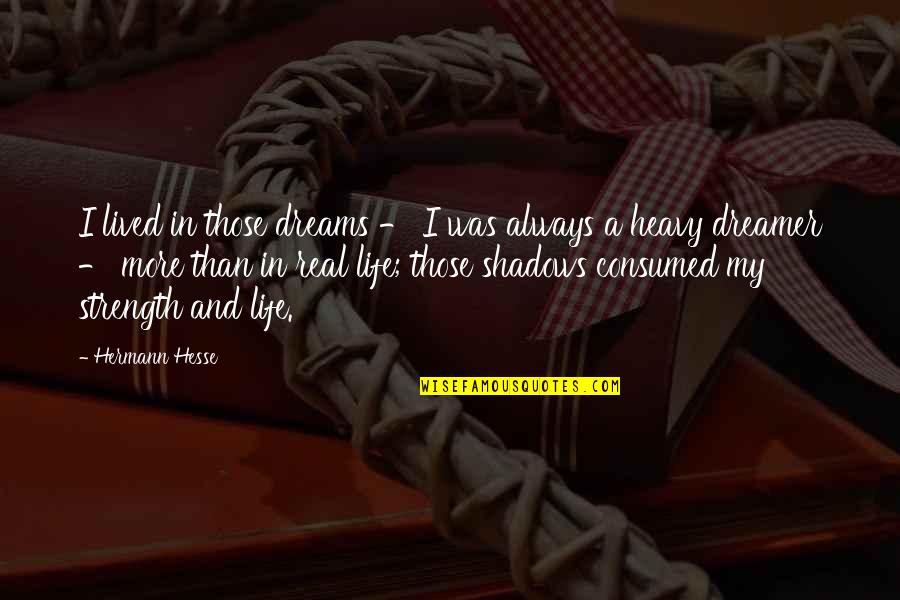 Dreams Strength Quotes By Hermann Hesse: I lived in those dreams - I was