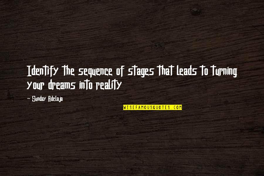 Dreams Turning Into Reality Quotes By Sunday Adelaja: Identify the sequence of stages that leads to