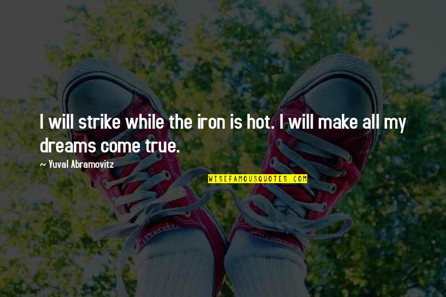 Dreams Will Come True Quotes By Yuval Abramovitz: I will strike while the iron is hot.