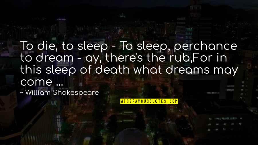 Dreams William Shakespeare Quotes By William Shakespeare: To die, to sleep - To sleep, perchance