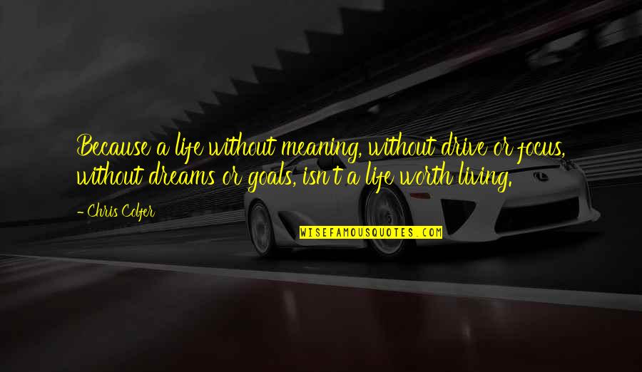 Dreams Without Goals Quotes By Chris Colfer: Because a life without meaning, without drive or