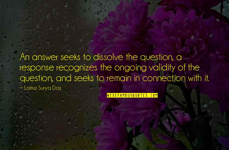 Dreamtime Daryl Quotes By Lama Surya Das: An answer seeks to dissolve the question, a Dreamtime Daryl Quotes By Lama Surya Das: An answer seeks to dissolve the question, a