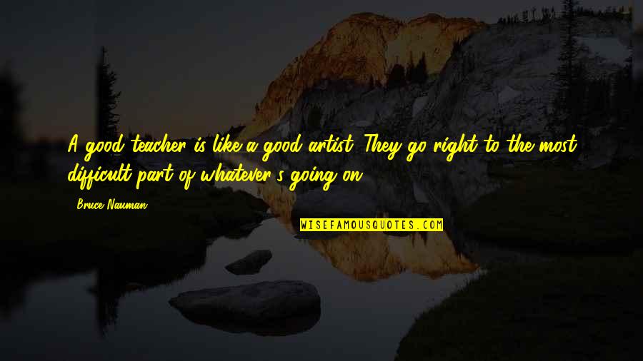 Dreamwalker Classic Wow Quotes By Bruce Nauman: A good teacher is like a good artist.