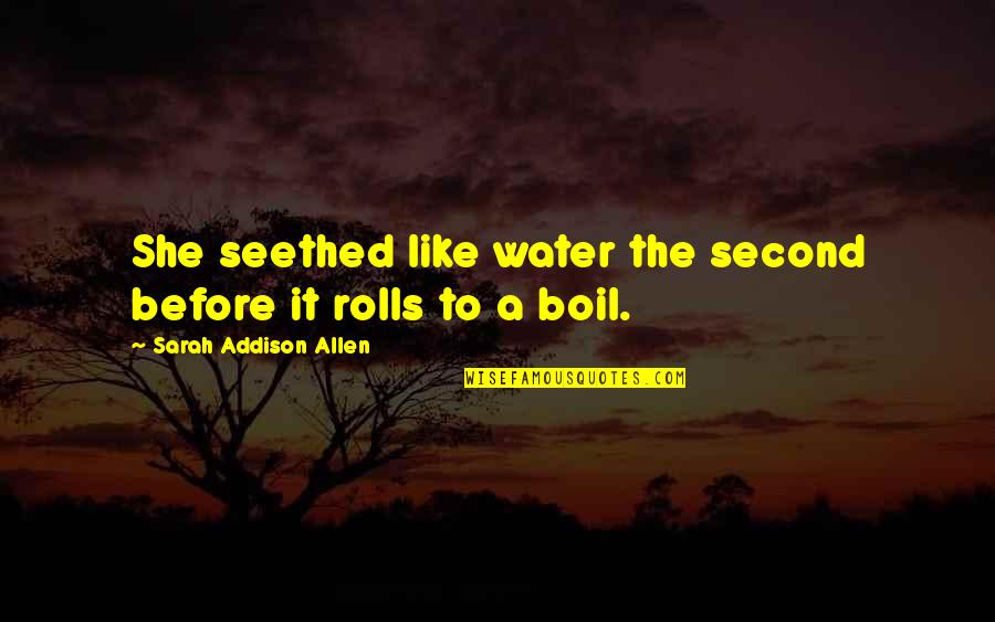 Drearily Quotes By Sarah Addison Allen: She seethed like water the second before it