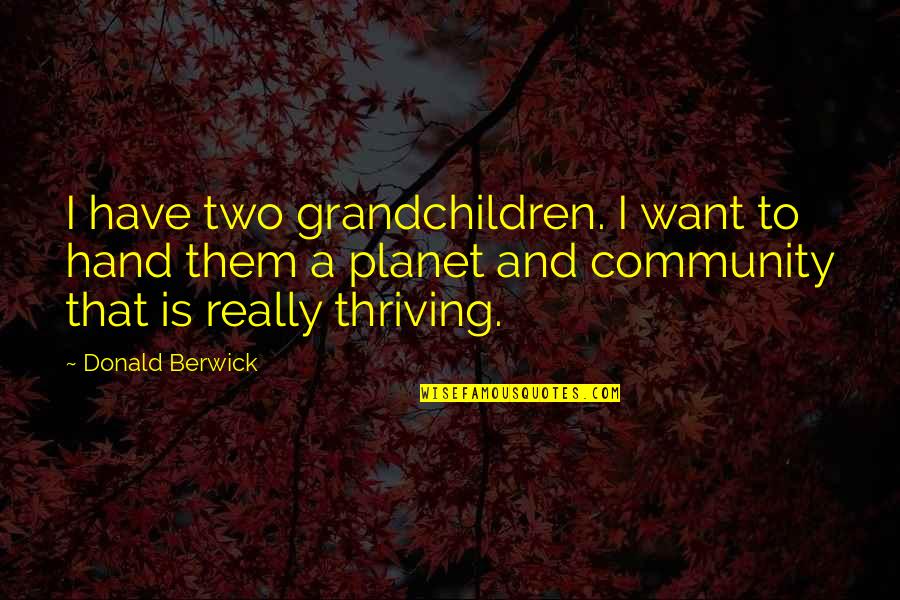 Dresco Belting Quotes By Donald Berwick: I have two grandchildren. I want to hand