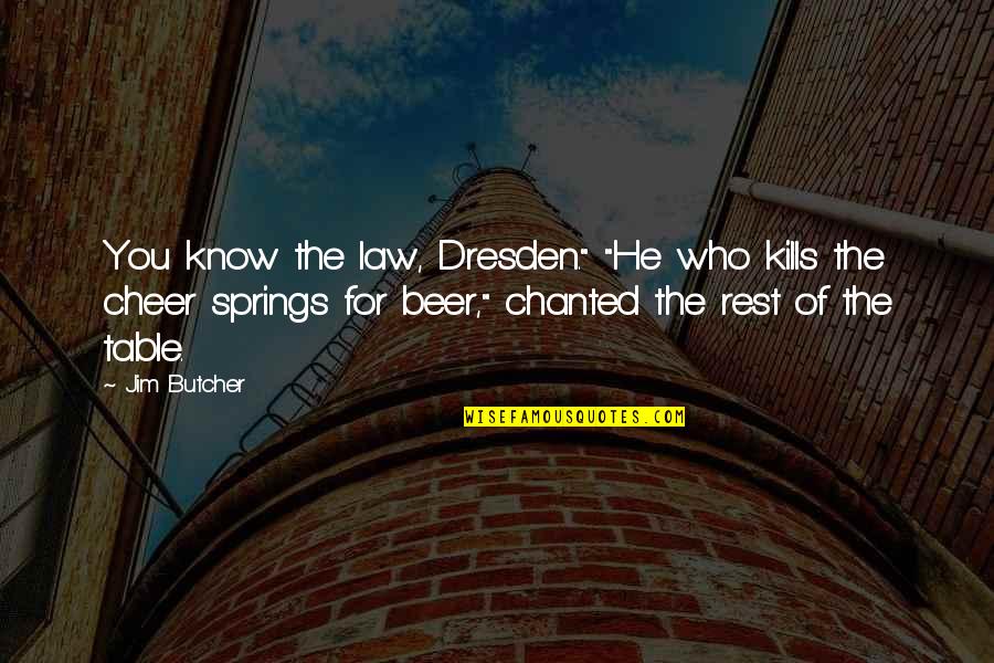 Dresden's Quotes By Jim Butcher: You know the law, Dresden." "He who kills