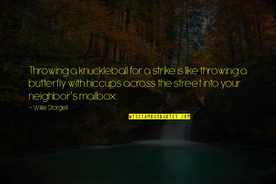 Dressing Like A Hoe Quotes By Willie Stargell: Throwing a knuckleball for a strike is like