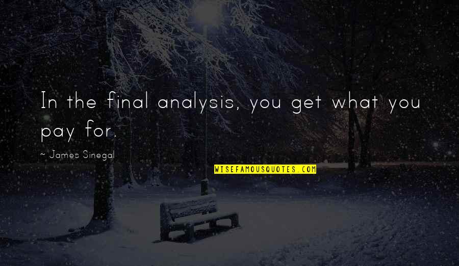 Drifting Through Life Quotes By James Sinegal: In the final analysis, you get what you Drifting Through Life Quotes By James Sinegal: In the final analysis, you get what you