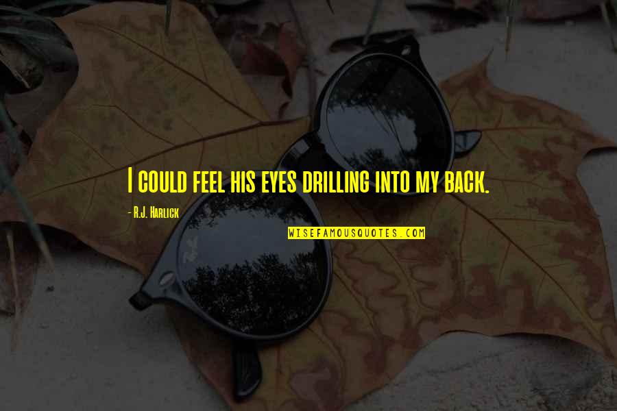 Drilling Quotes By R.J. Harlick: I could feel his eyes drilling into my