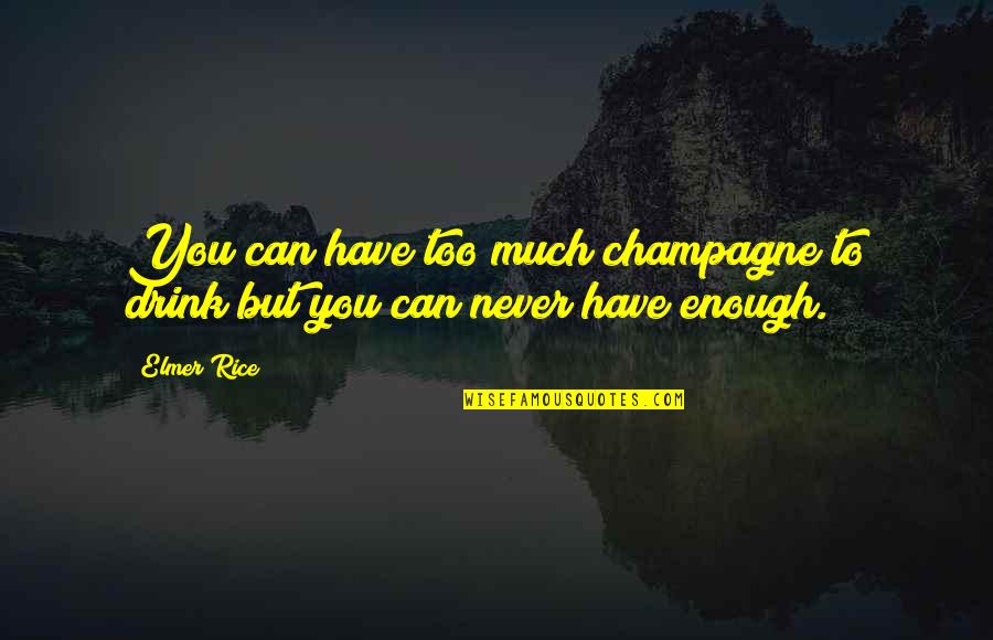 Drink Champagne Quotes By Elmer Rice: You can have too much champagne to drink