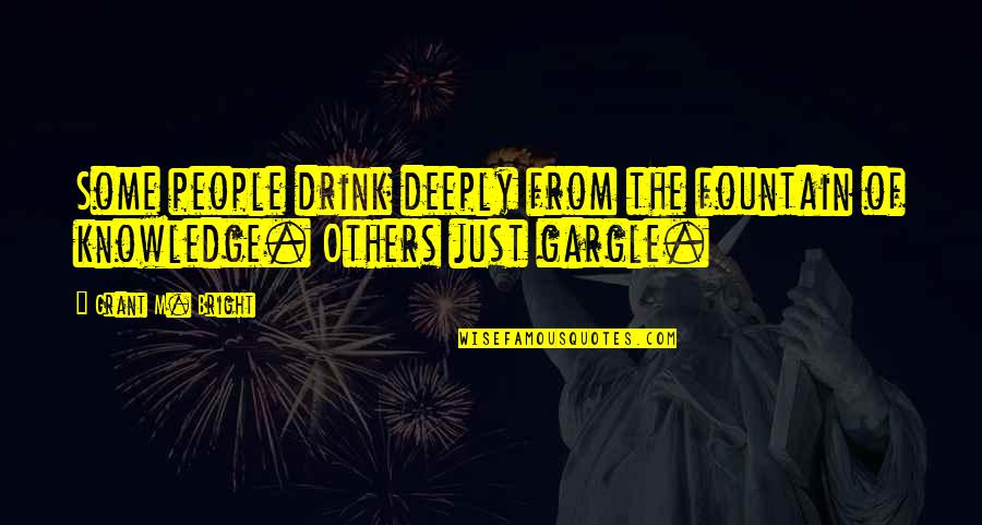 Drink Quotes By Grant M. Bright: Some people drink deeply from the fountain of