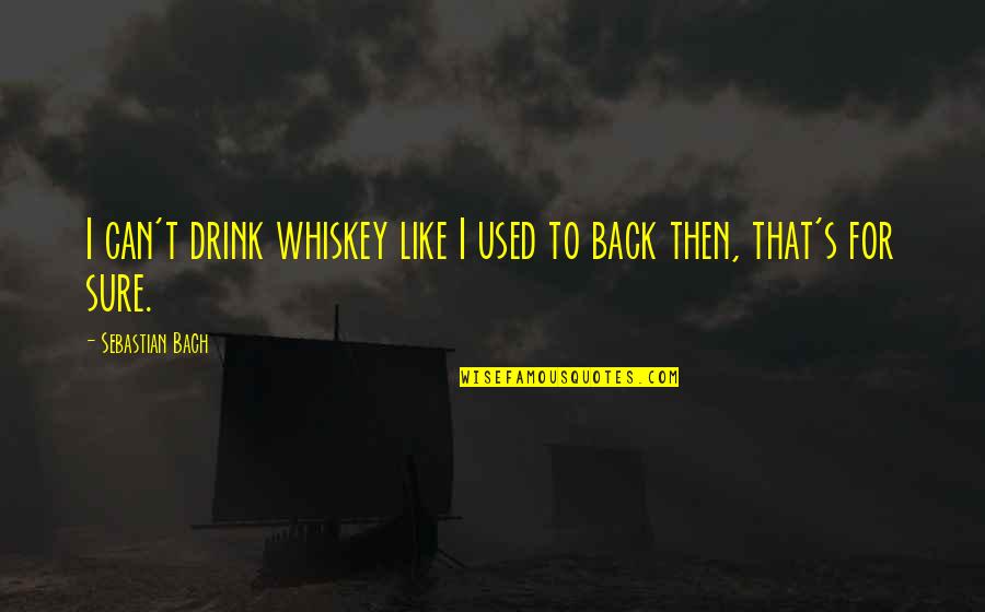 Drink To That Quotes By Sebastian Bach: I can't drink whiskey like I used to