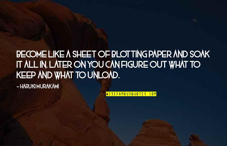 Drinking Coffee In The Morning Quotes By Haruki Murakami: Become like a sheet of blotting paper and