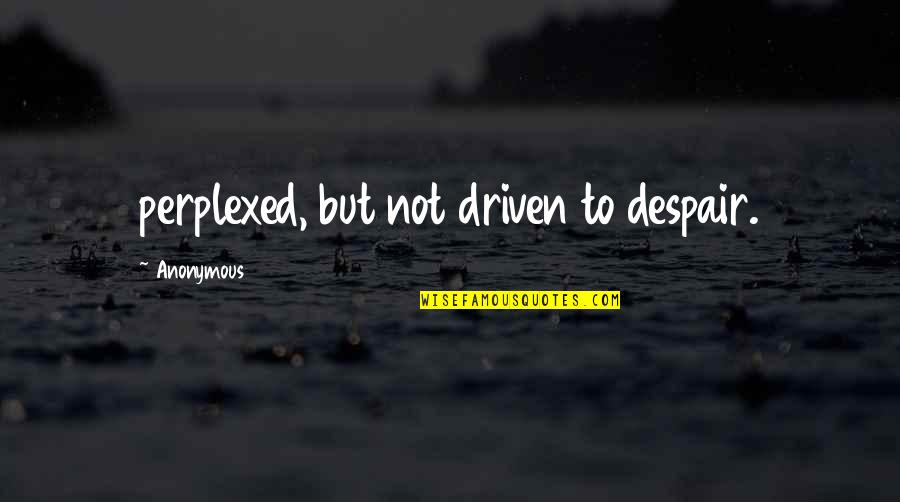 Drinking Motivational Quotes By Anonymous: perplexed, but not driven to despair.